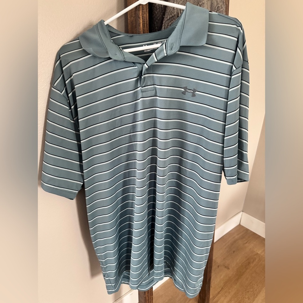 Under Armour Men's Polo Shirt - Gray Stripes
